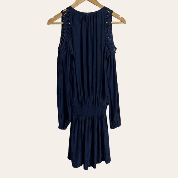 Ramy Brook Shelby Navy Blue Cold Shoulder Long Sleeve Mini Dress Size Small - Picture 9 of 11